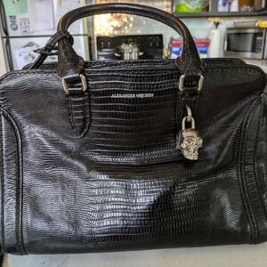 Alexander McQueen Embossed Black Zippe Bag